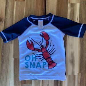 Gymboree Kid's Navy and Red Oh Snap Rash Guard Top, Size 6-12 mo
